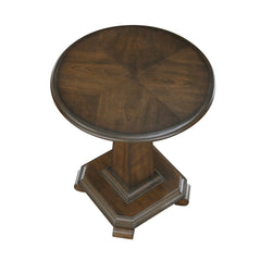 Classic Traditional Brown Finish Round Pedestal End Table Durable Wood Living Room Furniture 1pc