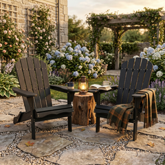 Wood Lounge Patio Chair for Garden Outdoor Wooden Folding Embossed Adirondack Chair Solid Cedar Wood Lounge Patio Chair with Wood Grain