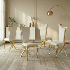 Gorgeous Streamlined white PU stainless steel dining chair, set of 2