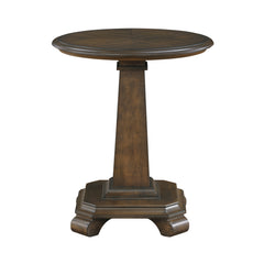 Classic Traditional Brown Finish Round Pedestal End Table Durable Wood Living Room Furniture 1pc