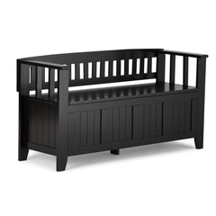 Acadian 48 inch Wide Solid Wood Entryway Storage Bench in Black