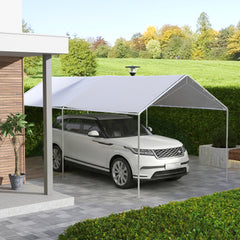 Outsunny 10 x 20ft Carport Roof, UV Resistant Canopy Replacement Cover with Ball Bungee Cords, White