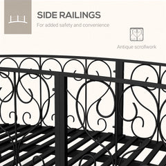 Outsunny 7' Metal Arch Garden Bridge Arc Footbridge with Side Railings Decorative Scrollwork, Black