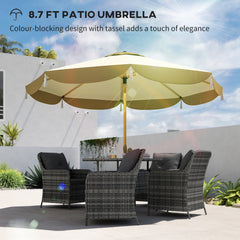 Outsunny 9FT Patio Umbrella, UPF 50+ Outdoor Market Umbrella with 8 Ribs, Vented Outdoor Table Umbrella for Deck, Backyard and Lawn, Cream White