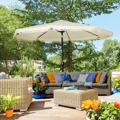 Outsunny 9 ft Cantilever Umbrella with Push Button Tilt and Crank Tassles and 8 Ribs Shade Umbrellas for Garden