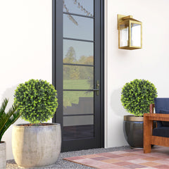 HOMCOM 2 Pack 1.3ft Artificial Ball Eucalyptus Topiary with Ground Stake, UV Resistant Faux Greenery for Indoor Outdoor