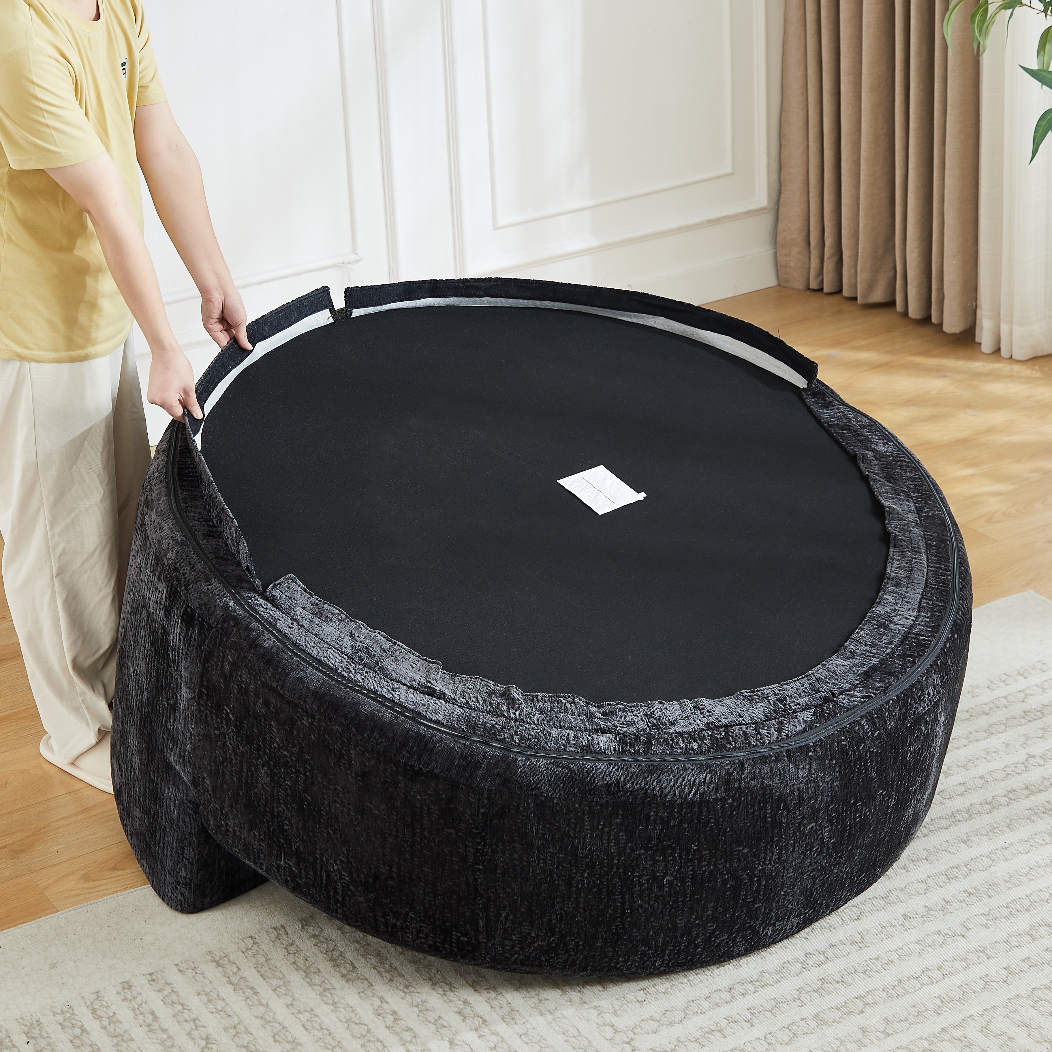 55''L Chenille Foam Single Swivel Chair, Fluffy Modern Sleeper, 360 Degree Swivel Chair for Living Room, Bedroom, Lounge and Projection Room