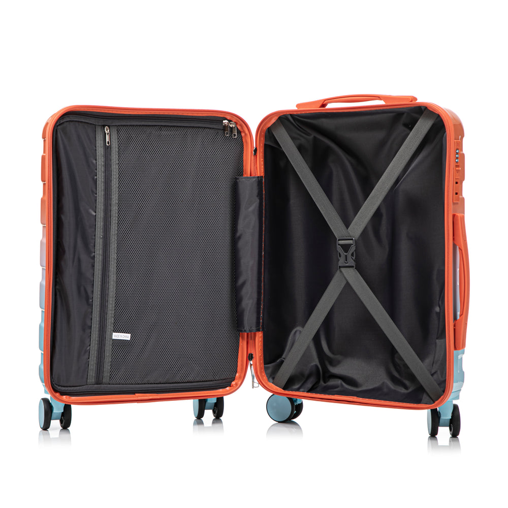 20" Carry-On Suitcase + 14" Cosmetic Case Set (PC Hard Shell, Gradient Blue/Red)