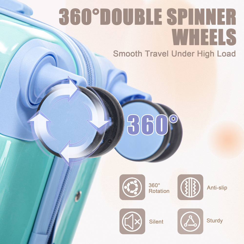 20" Carry-On Suitcase + 14" Cosmetic Case Set (PC Hard Shell, Gradient Blue/Yellow)