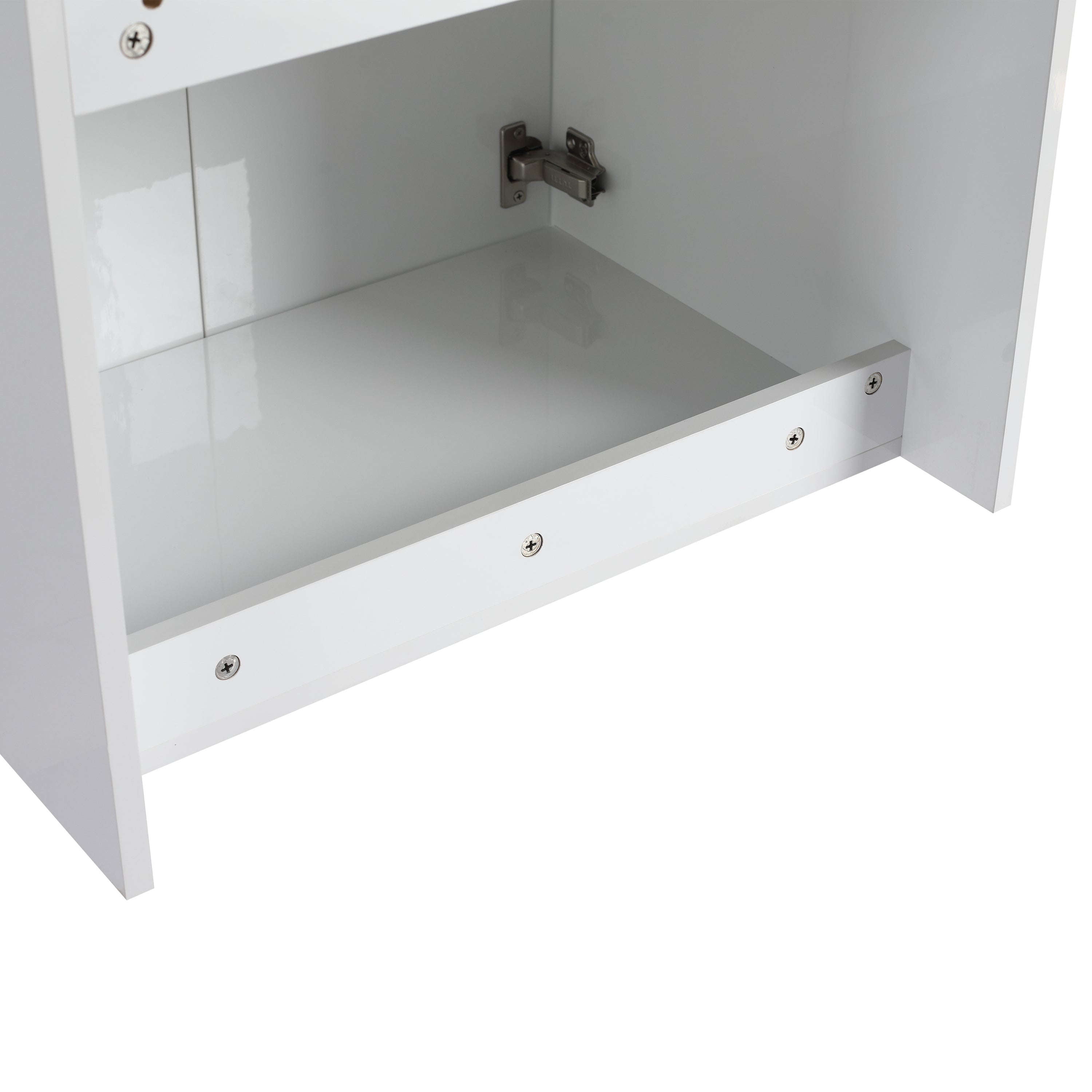 36" Bathroom Vanity With Resin Sink , 2-Soft Close Doors and 1-Side Cabinet, Float Mounting Design, Glossy White, Plywood(KD-Packing)
