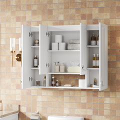 Modern Bathroom Cabinet with 5 Adjustable Shelves, Wall-Mounted Medicine Cabinet for Bathroom, Soft-Closing Hinges, Open Shelving Design