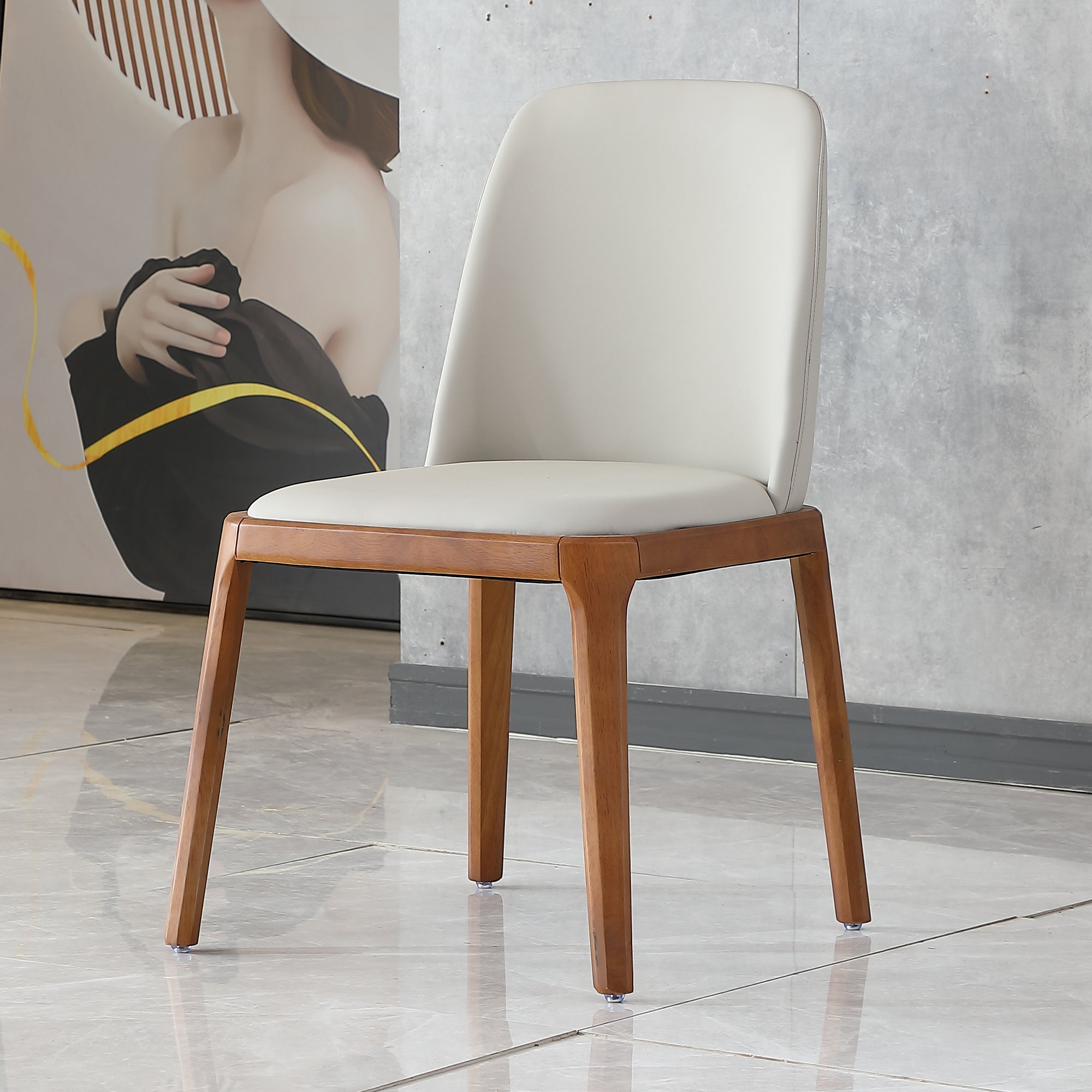 Dining Chairs Set of 2, Modern PU Leather Dining wooden Legs for Living Kitchen Dining Room gray (Set of 2)