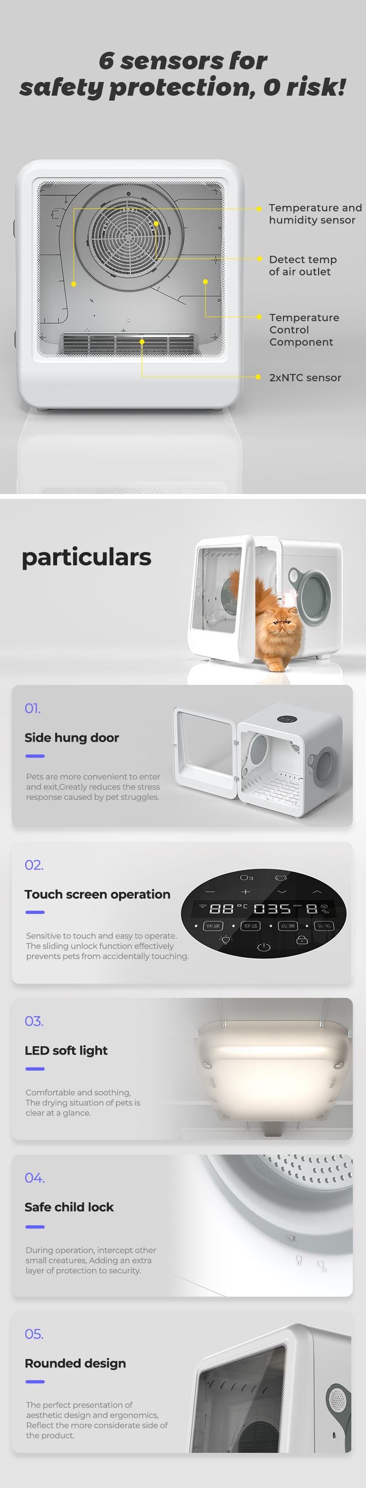 Pet Dryer Room for Cats & Dogs, Cream White