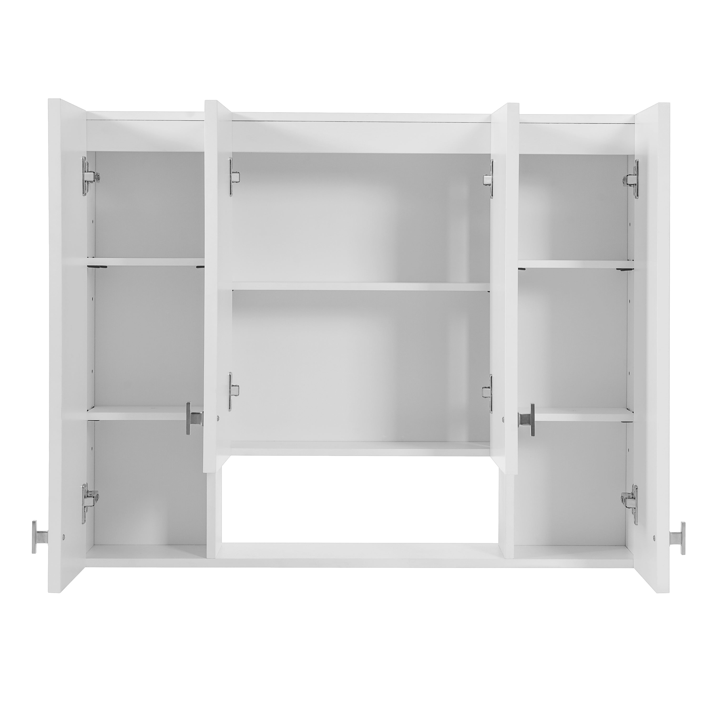 Modern Bathroom Cabinet with 5 Adjustable Shelves, Wall-Mounted Medicine Cabinet for Bathroom, Soft-Closing Hinges, Open Shelving Design