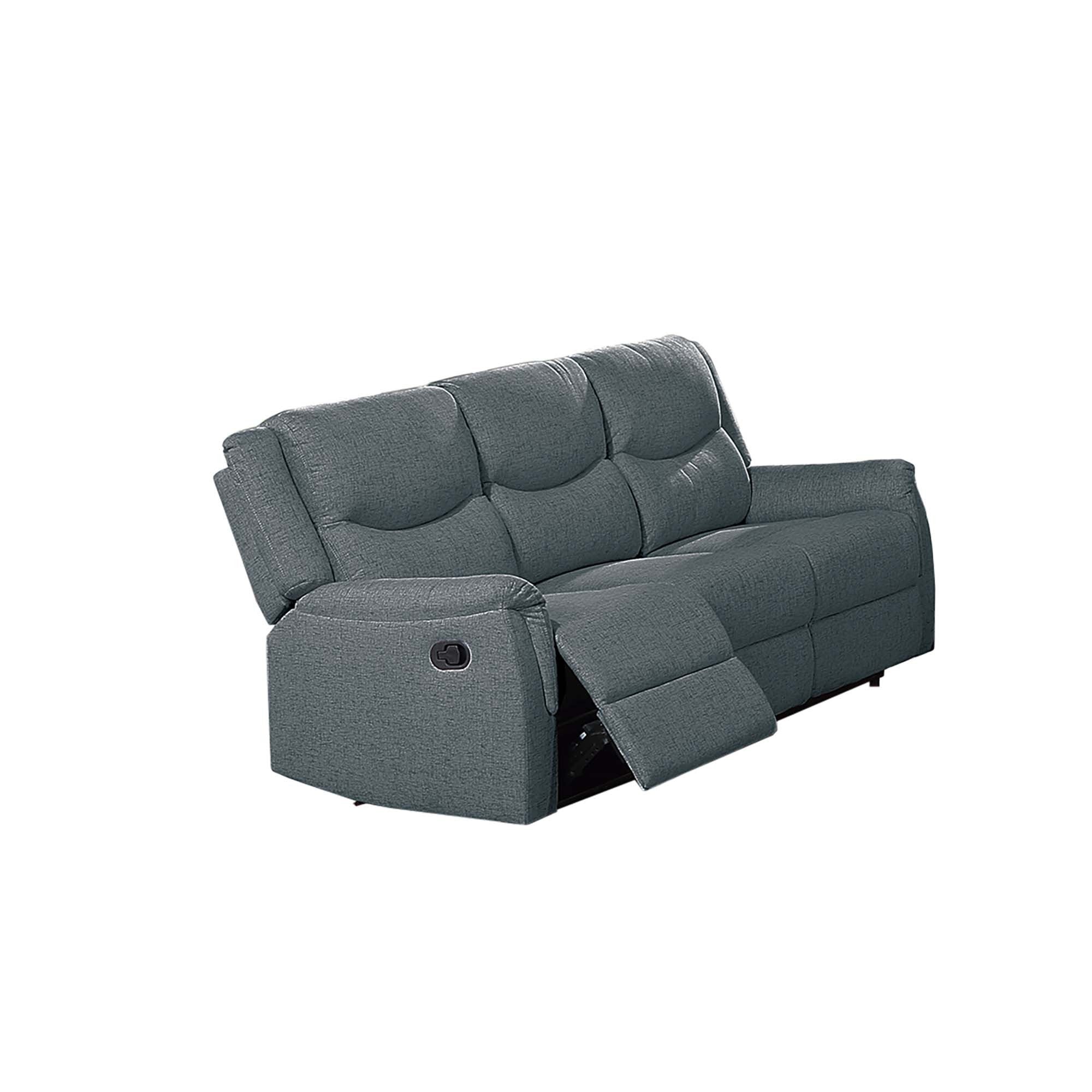 Modern Style 3pc Living Room Set Fully Upholstered Supportive Backrest Dark Gray Finish Manual Motion Primary Living Room Furniture