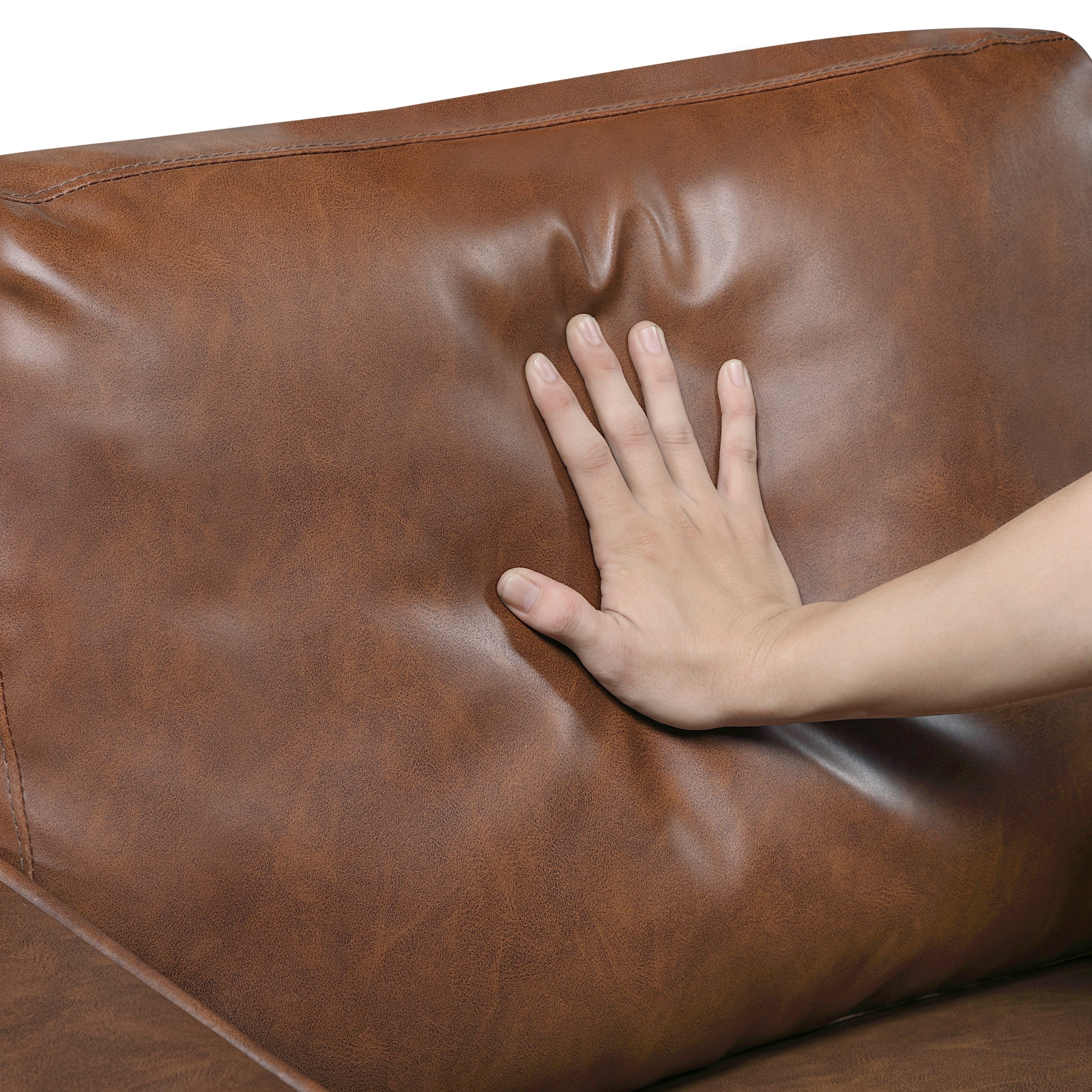 Modern Living Room Furniture 2pc Set Sofa Loveseat Chocolate Faux Leather Upholstered Cushion Back Seat Solid Wood