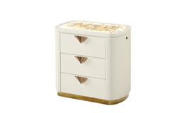 La Pierre Modern Style 3-Drawer Night stand Made with Wood and Gold Accents in Beige same as G150108846 (NJ inventory)