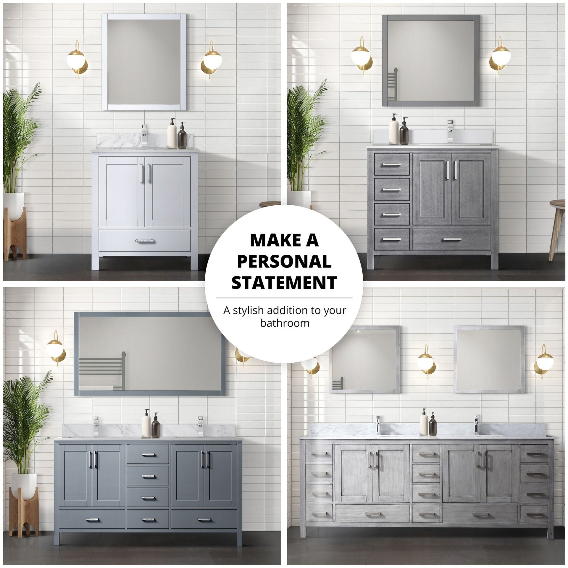Dark Grey Double Bath Vanity 72 in. W x 22 in. D, Carrara Marble Top, and Faucet Set