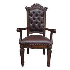 Espresso and Cherry Tufted Back Arm Chairs (Set of 2)