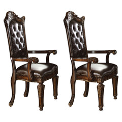 Espresso and Cherry Tufted Back Arm Chairs (Set of 2)
