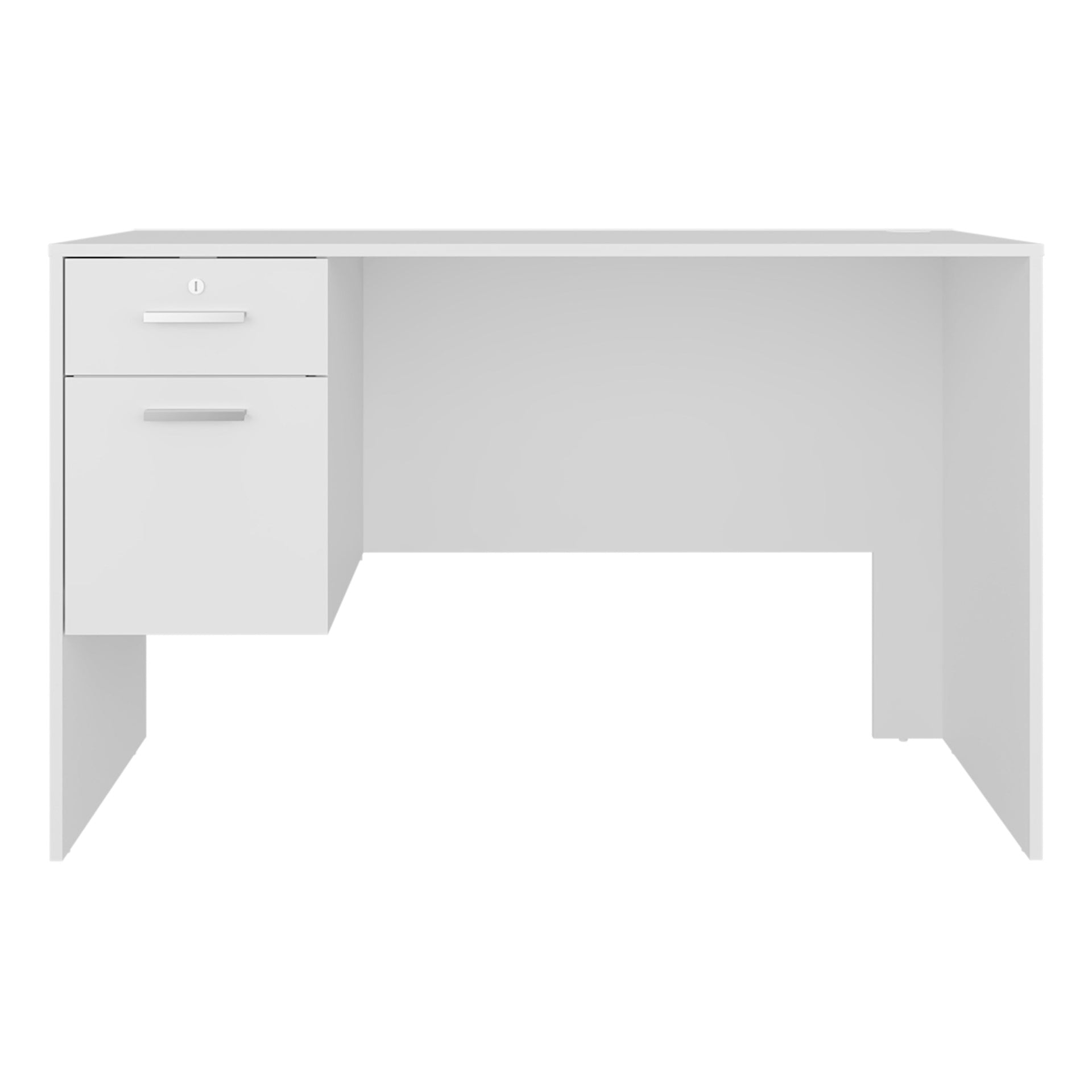 White 2-Drawer Desk with 1 Lockable
