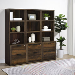 Geary Dark Pine 3-shelf Bookcase USB and Lockable Drawer