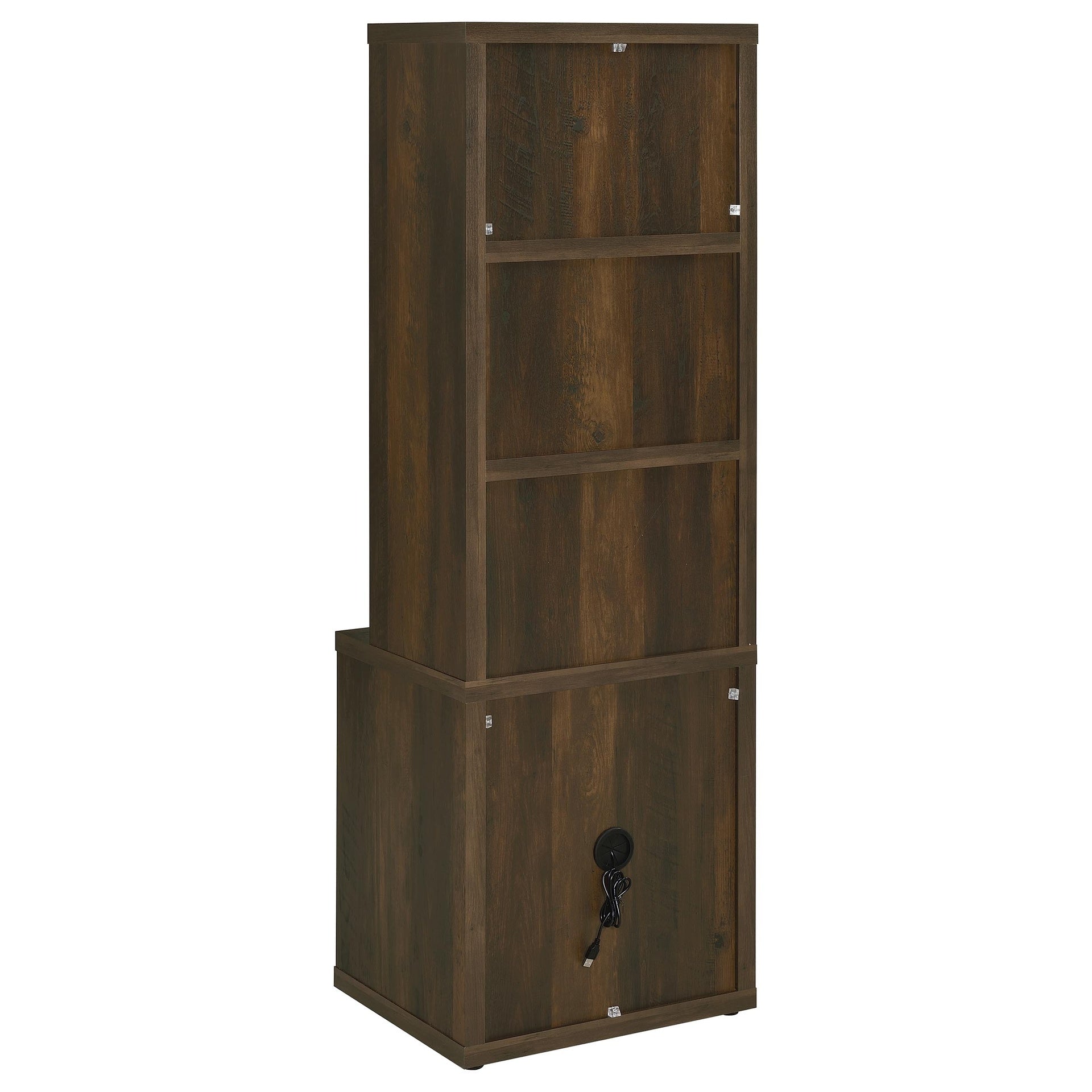 Geary Dark Pine 3-shelf Bookcase USB and Lockable Drawer