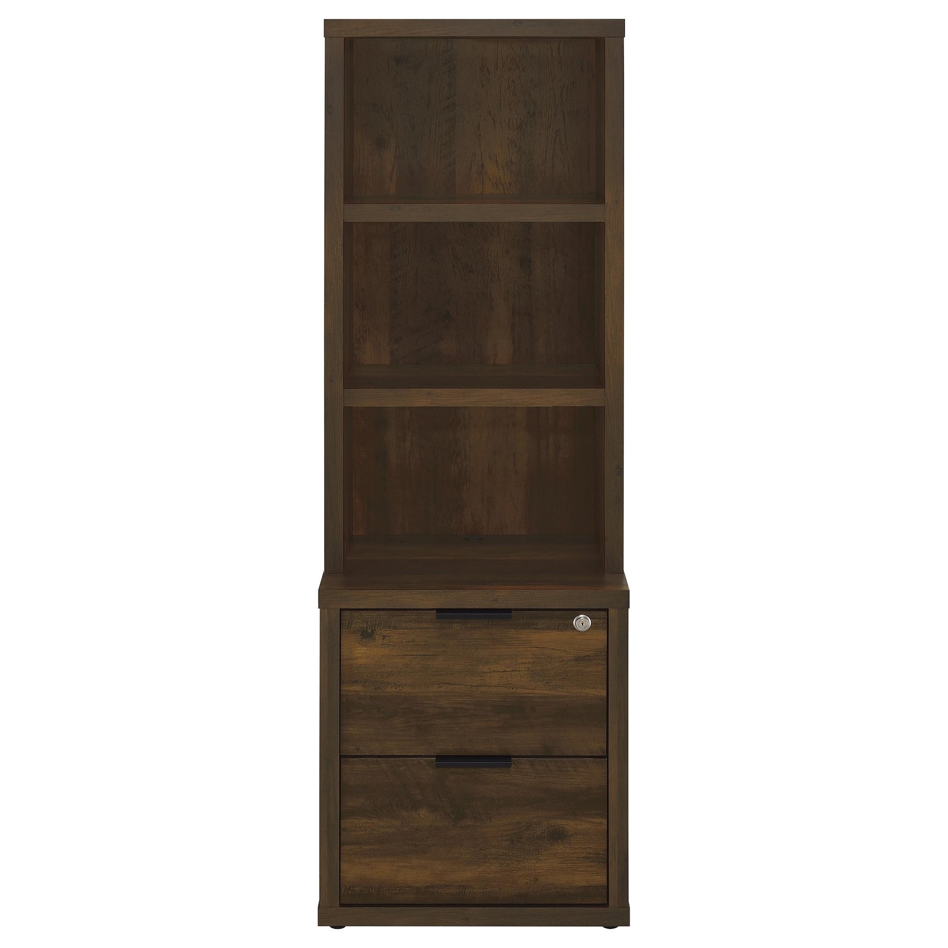 Geary Dark Pine 3-shelf Bookcase USB and Lockable Drawer