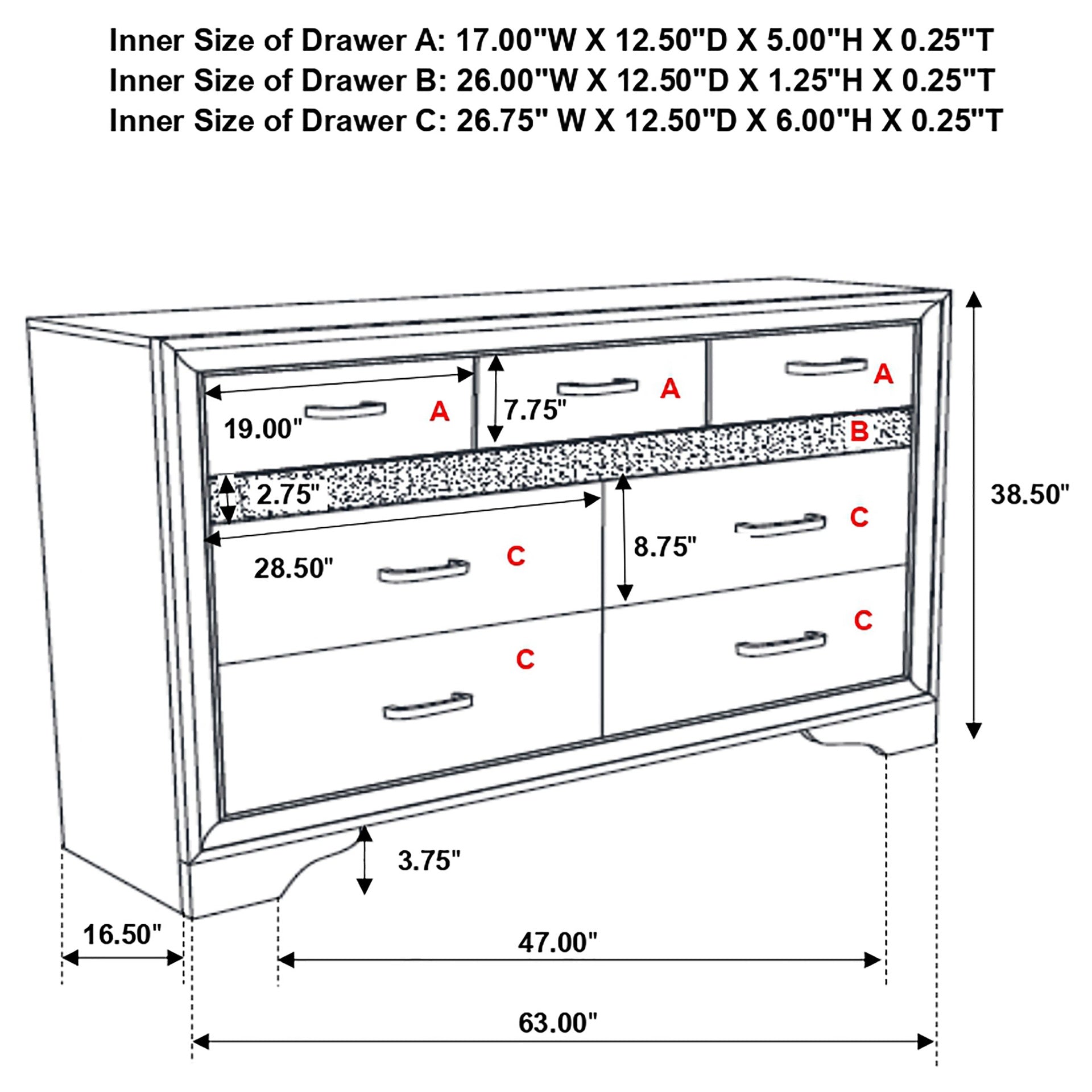 Annie Black 9-drawer Dresser