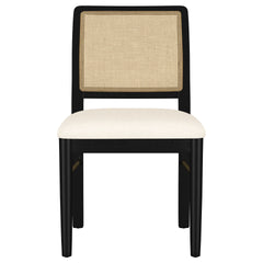 Benson Black Rattan Cane Dining Side Chair (Set of 2)