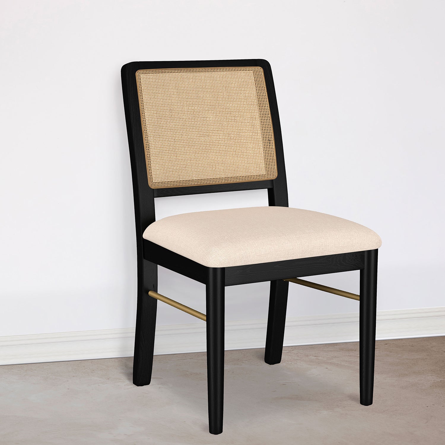 Benson Black Rattan Cane Dining Side Chair (Set of 2)