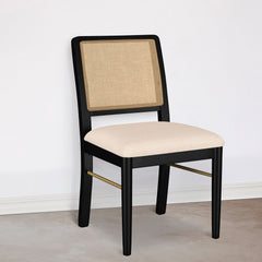 Benson Black Rattan Cane Dining Side Chair (Set of 2)