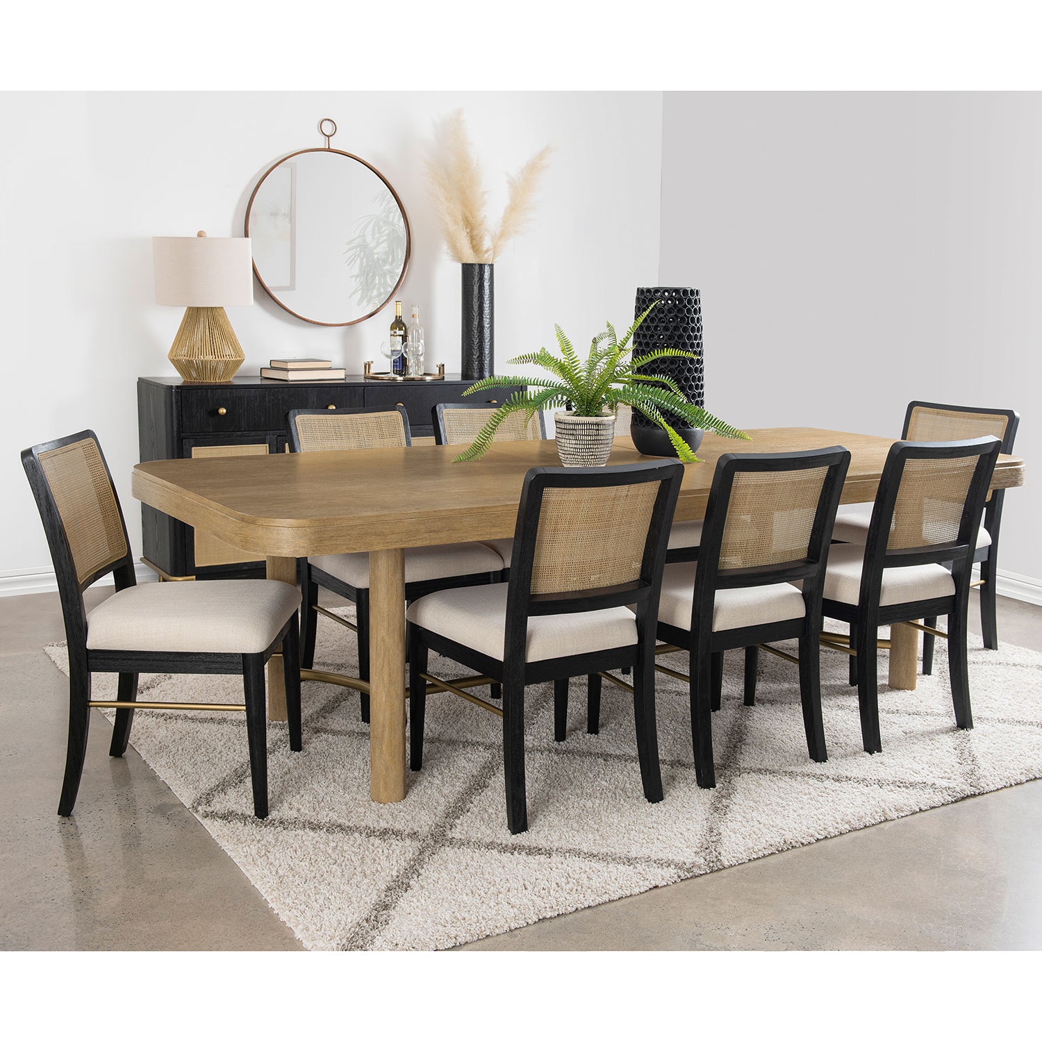 Benson Black Rattan Cane Dining Side Chair (Set of 2)