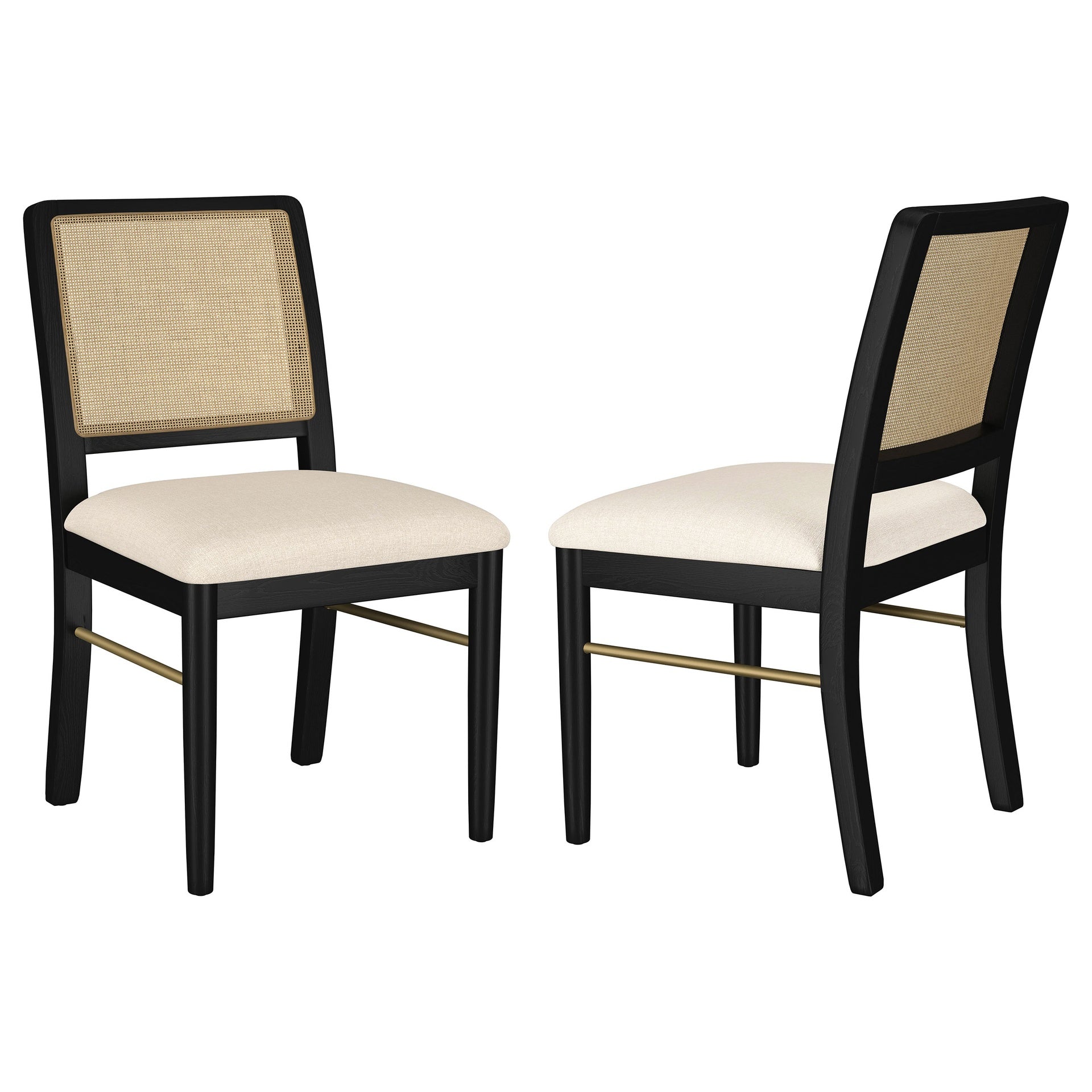 Benson Black Rattan Cane Dining Side Chair (Set of 2)