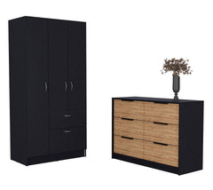 2-Piece Bedroom Set, Armoire and Dresser, Wenge and Pine