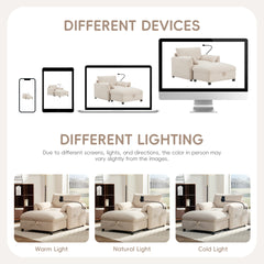 37" Single Sofa with Storage Ottoman, Adjustable Phone Holder, Dual-Port Charger, Storage Pockets, Elephant Ear Armrest, Comfy Chenille Armchair, Modern Cloud Chaise Lounge for Living Room&Apartment