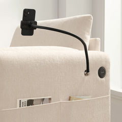 37" Single Sofa with Storage Ottoman, Adjustable Phone Holder, Dual-Port Charger, Storage Pockets, Elephant Ear Armrest, Comfy Chenille Armchair, Modern Cloud Chaise Lounge for Living Room&Apartment