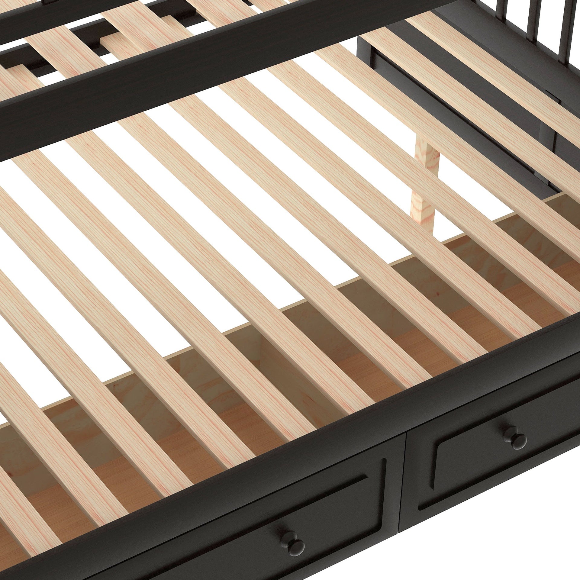 Full over Full Bunk Bed with Drawers, Convertible Beds, Espresso