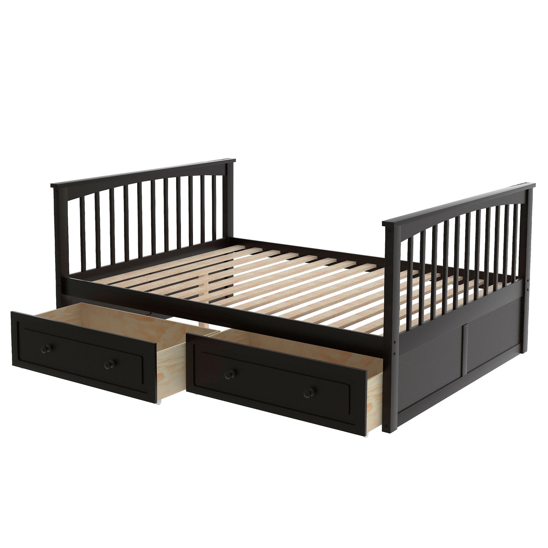 Full over Full Bunk Bed with Drawers, Convertible Beds, Espresso