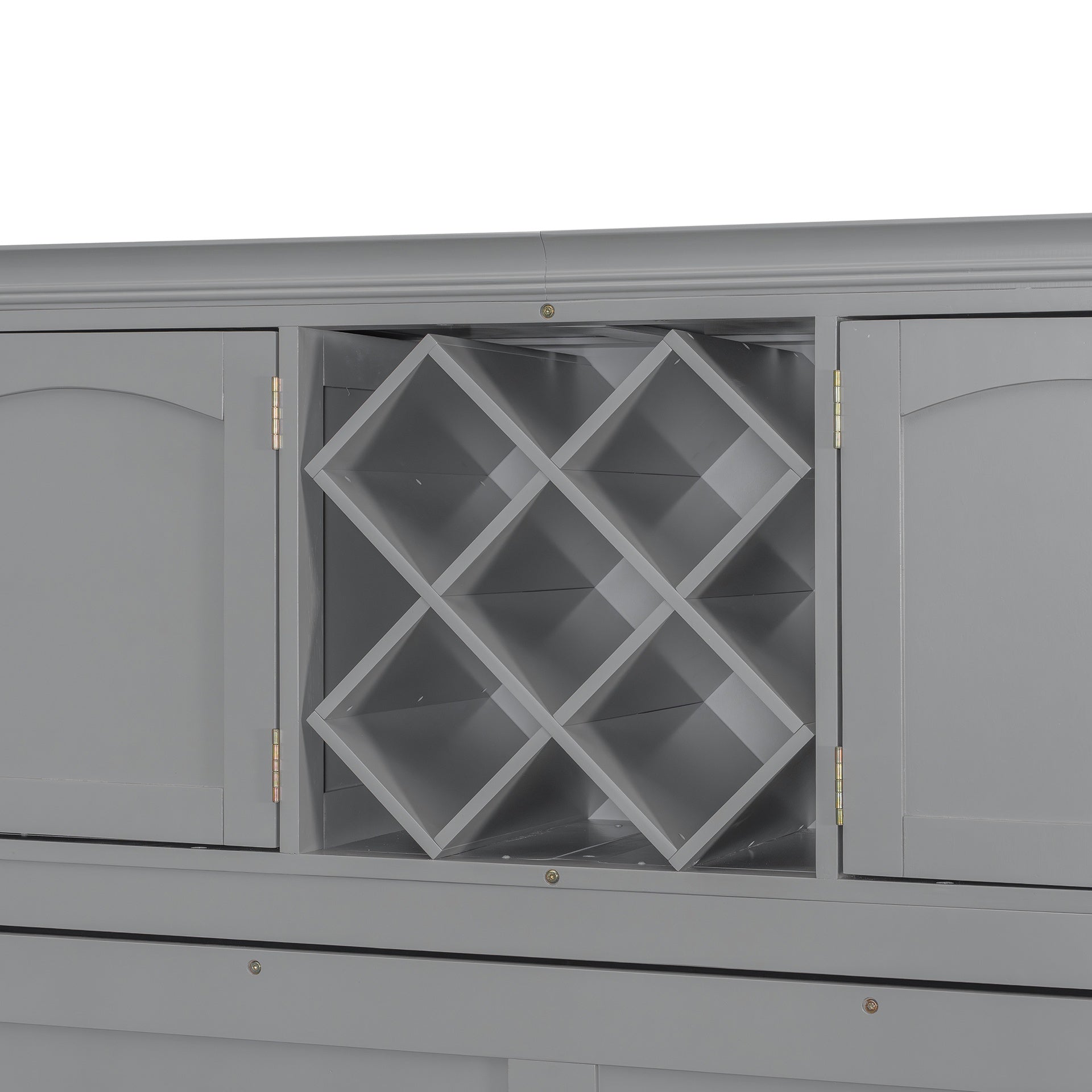 Queen Size Murphy Bed Wall Bed with Top Cabinets & Wine Rack ,Gray(OLD SKU:LP000879AAE)