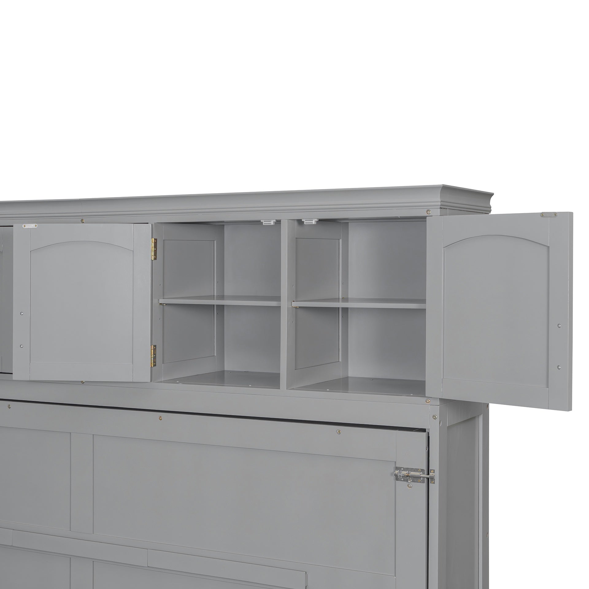 Queen Size Murphy Bed Wall Bed with Top Cabinets & Wine Rack ,Gray(OLD SKU:LP000879AAE)