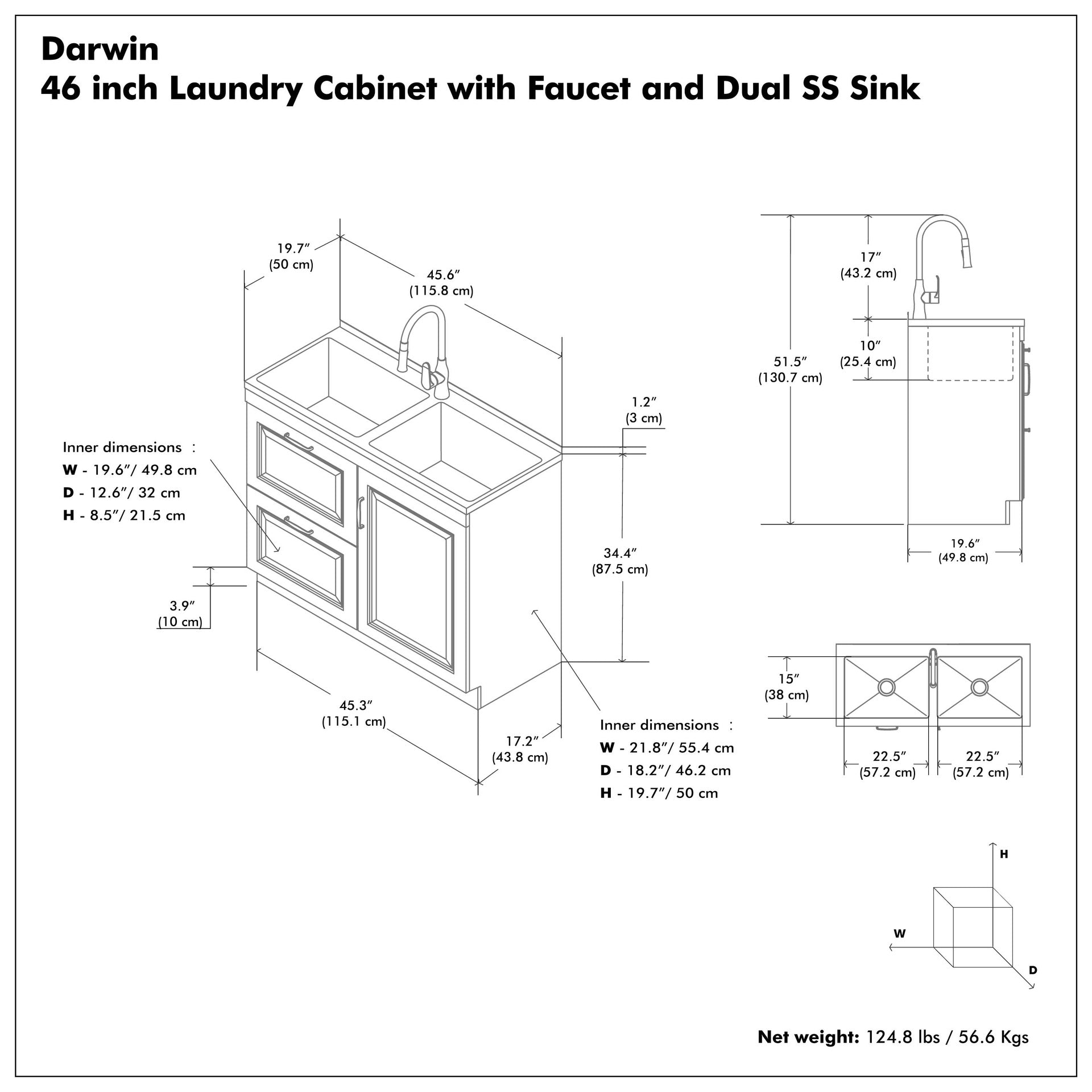 Darwin All-In-One 46-inch Laundry Utility Sink and Cabinet