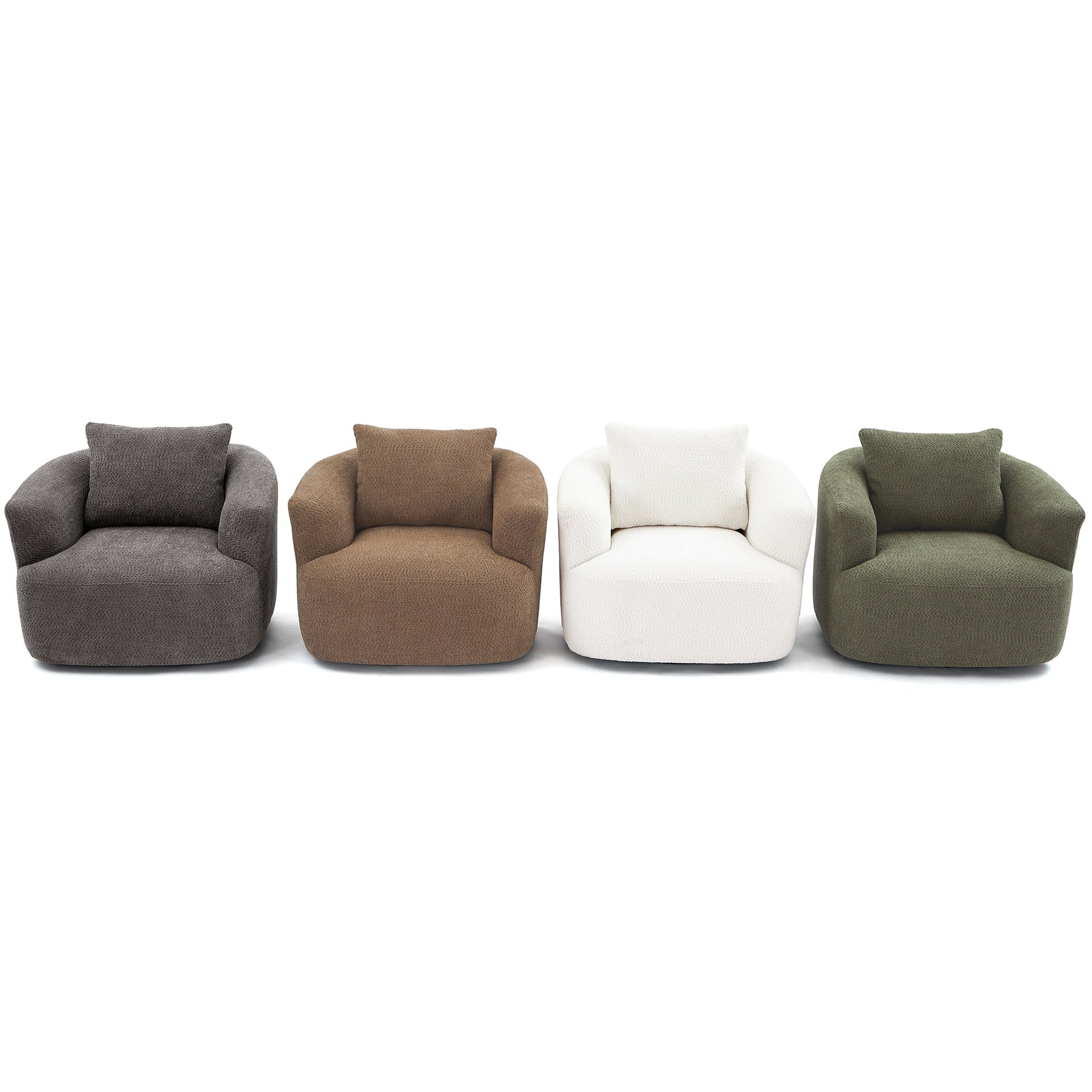 360° Swivel Chair, 38.2" Accent Chair Sofa, Upholstered Swivel Barrel Sofa Chair with a Throw Pillow for Living Room, Bedroom, Office and Hotel, Dark Brown