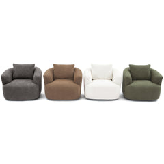 360° Swivel Chair, 38.2" Accent Chair Sofa, Upholstered Swivel Barrel Sofa Chair with a Throw Pillow for Living Room, Bedroom, Office and Hotel, Dark Brown