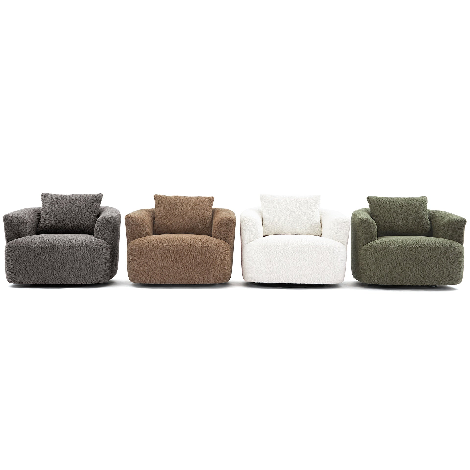 360° Swivel Chair, 38.2" Accent Chair Sofa, Upholstered Swivel Barrel Sofa Chair with a Throw Pillow for Living Room, Bedroom, Office and Hotel, Dark Brown
