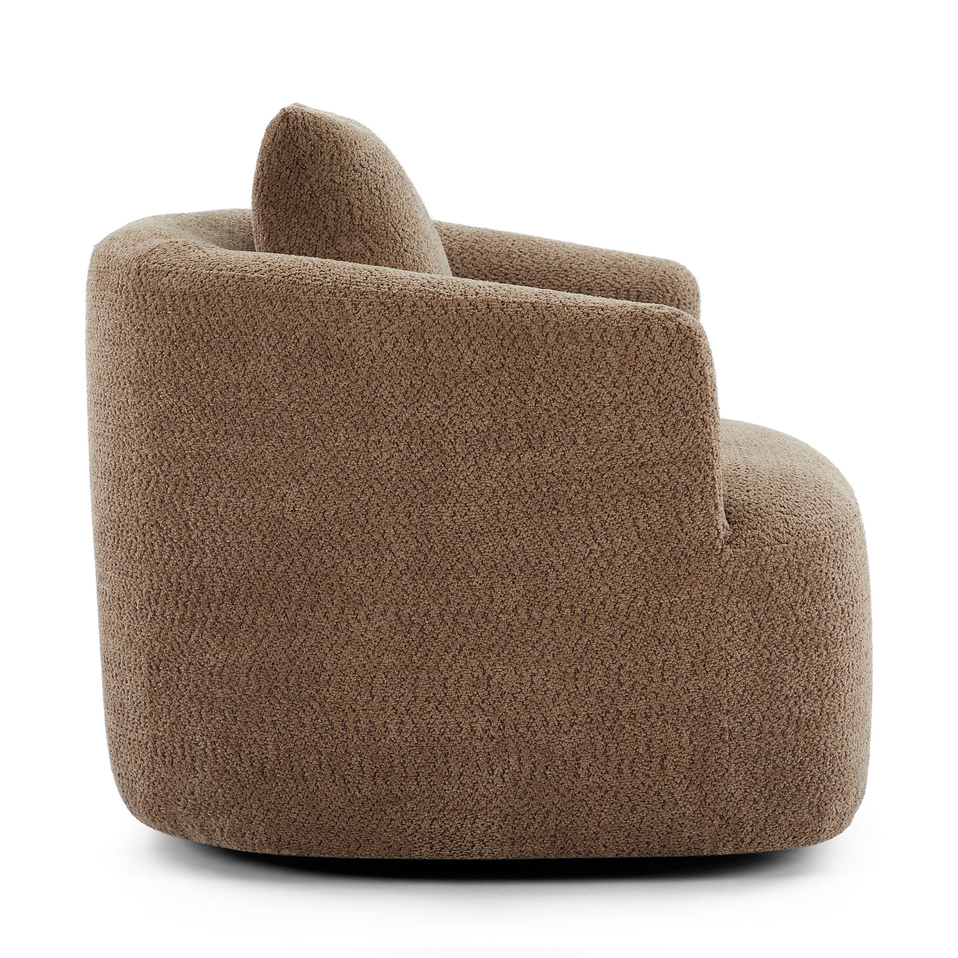 360° Swivel Chair, 38.2" Accent Chair Sofa, Upholstered Swivel Barrel Sofa Chair with a Throw Pillow for Living Room, Bedroom, Office and Hotel, Dark Brown