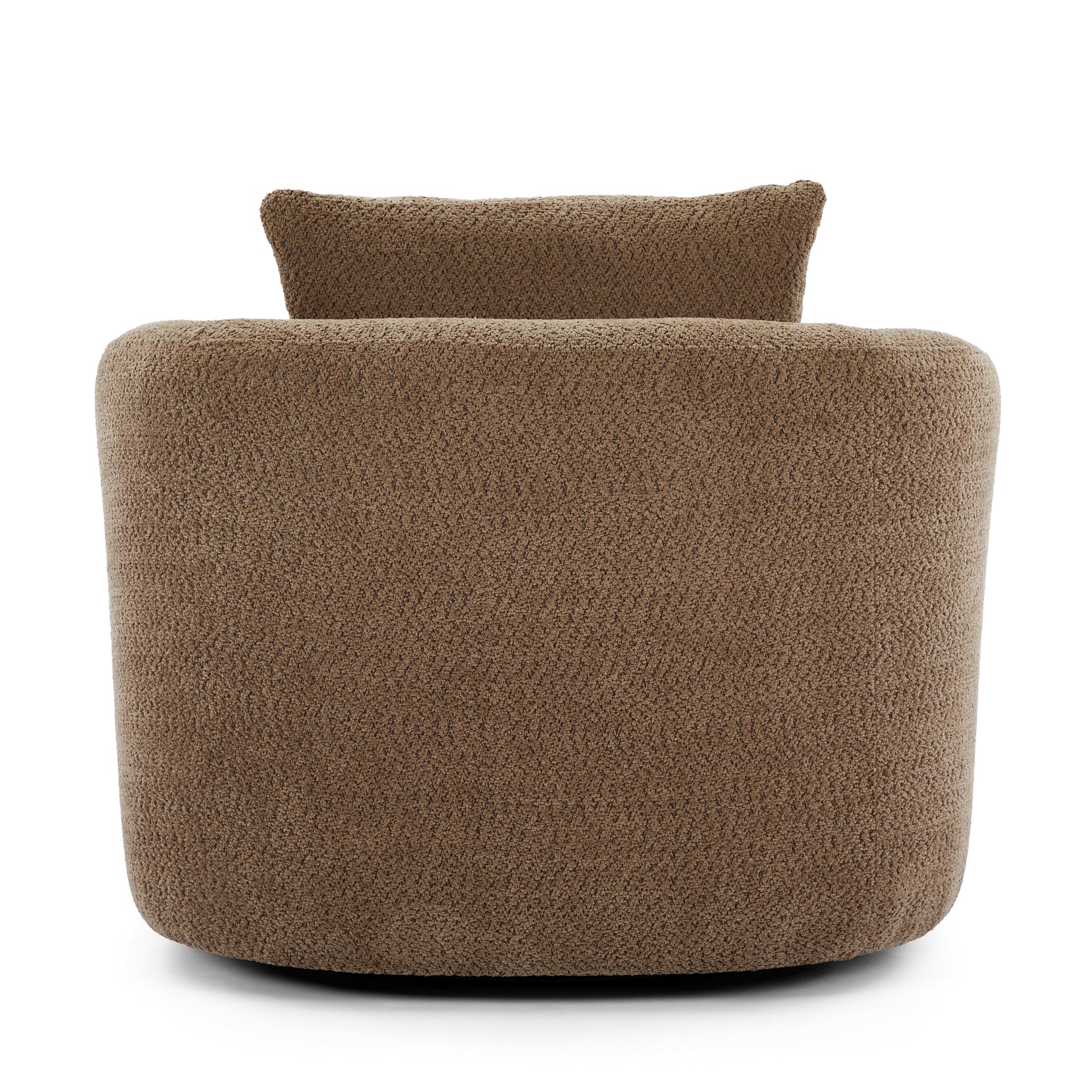 360° Swivel Chair, 38.2" Accent Chair Sofa, Upholstered Swivel Barrel Sofa Chair with a Throw Pillow for Living Room, Bedroom, Office and Hotel, Dark Brown