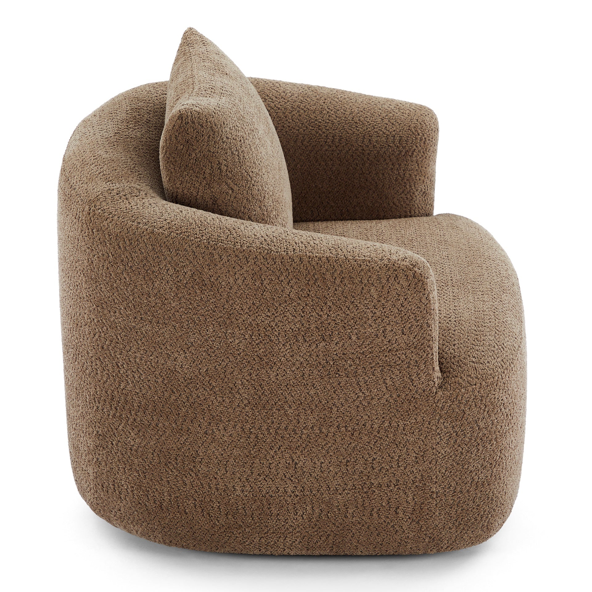 360° Swivel Chair, 38.2" Accent Chair Sofa, Upholstered Swivel Barrel Sofa Chair with a Throw Pillow for Living Room, Bedroom, Office and Hotel, Dark Brown
