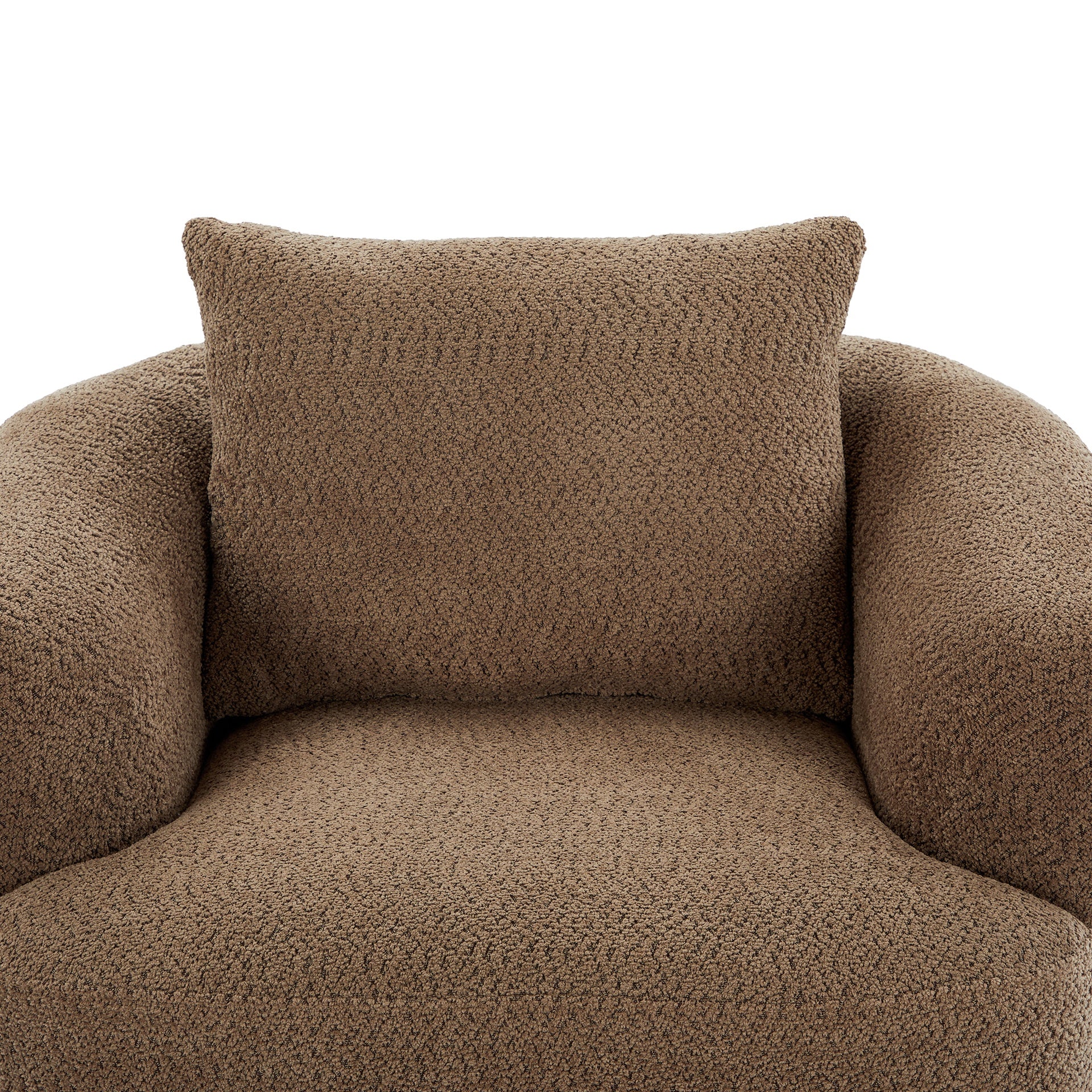 360° Swivel Chair, 38.2" Accent Chair Sofa, Upholstered Swivel Barrel Sofa Chair with a Throw Pillow for Living Room, Bedroom, Office and Hotel, Dark Brown