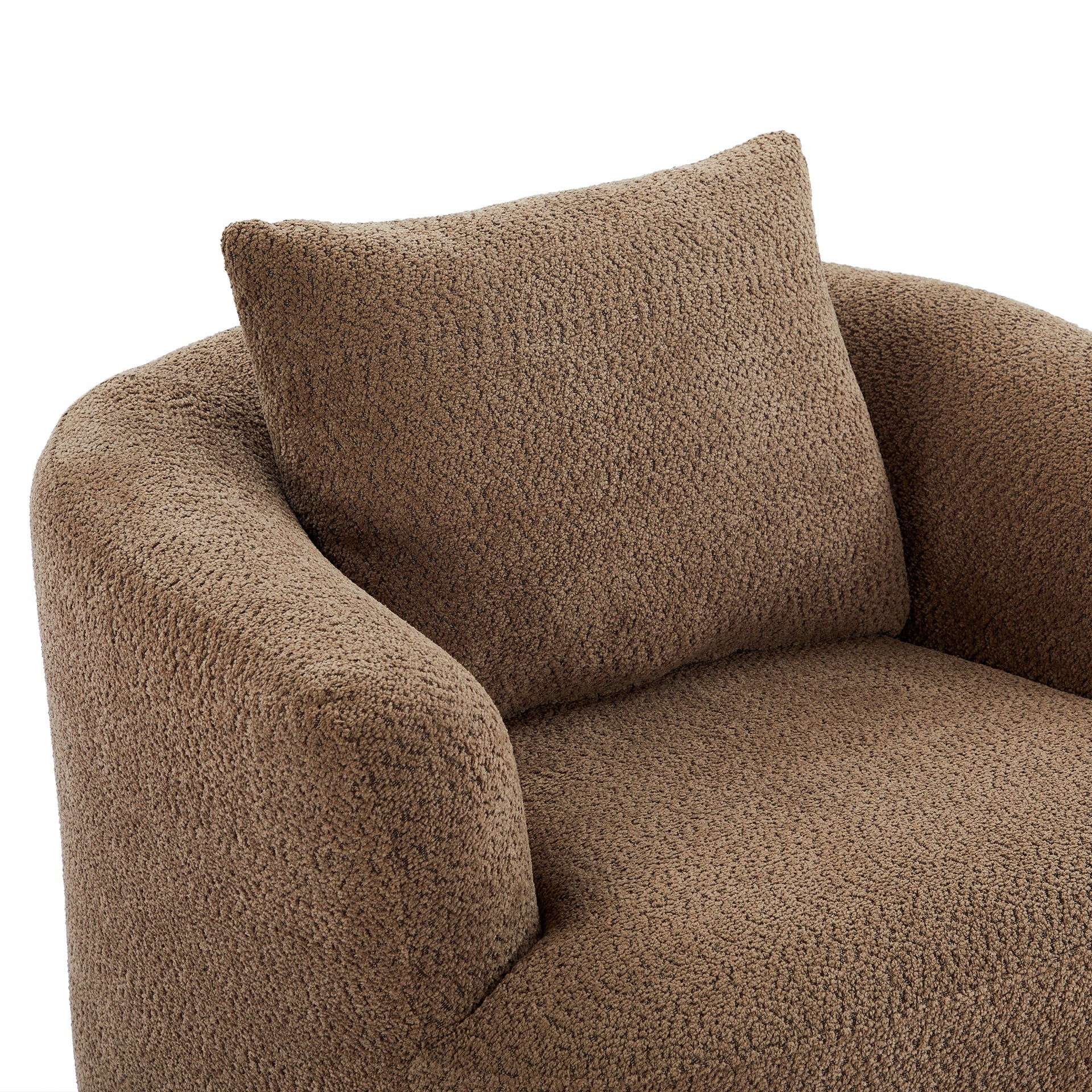 360° Swivel Chair, 38.2" Accent Chair Sofa, Upholstered Swivel Barrel Sofa Chair with a Throw Pillow for Living Room, Bedroom, Office and Hotel, Dark Brown